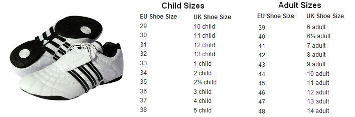 Adidas Martial Arts Shoes Size Chart